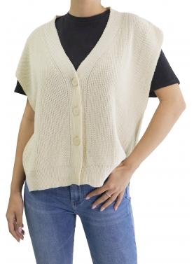 Cardigan con scollo a V con bottoni smanicato